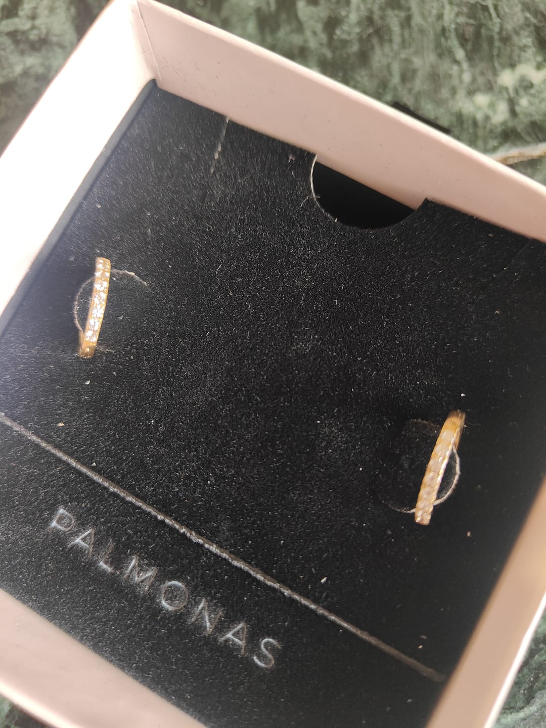 Customer photo review of Stylish Crystal Trim Hoop Earrings