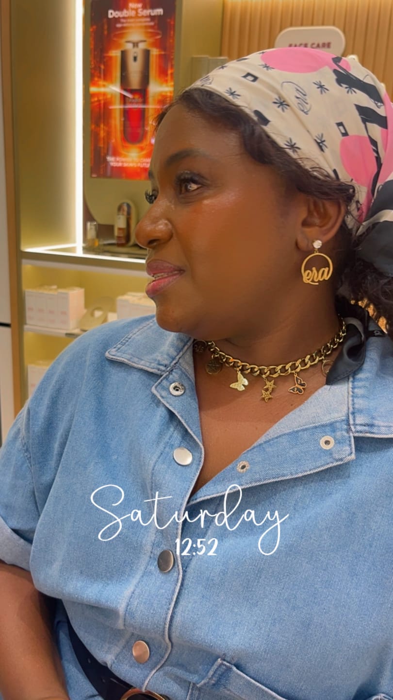 Customer photo review of Gold Era Halo Mini Drop Hoops ✨