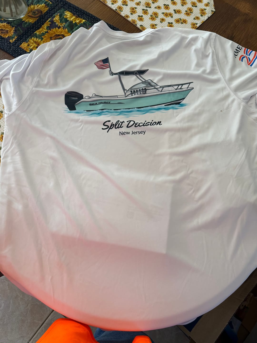 Customer photo review of America 250 Dri-Fit Custom Boat Shirts - Short Sleeve