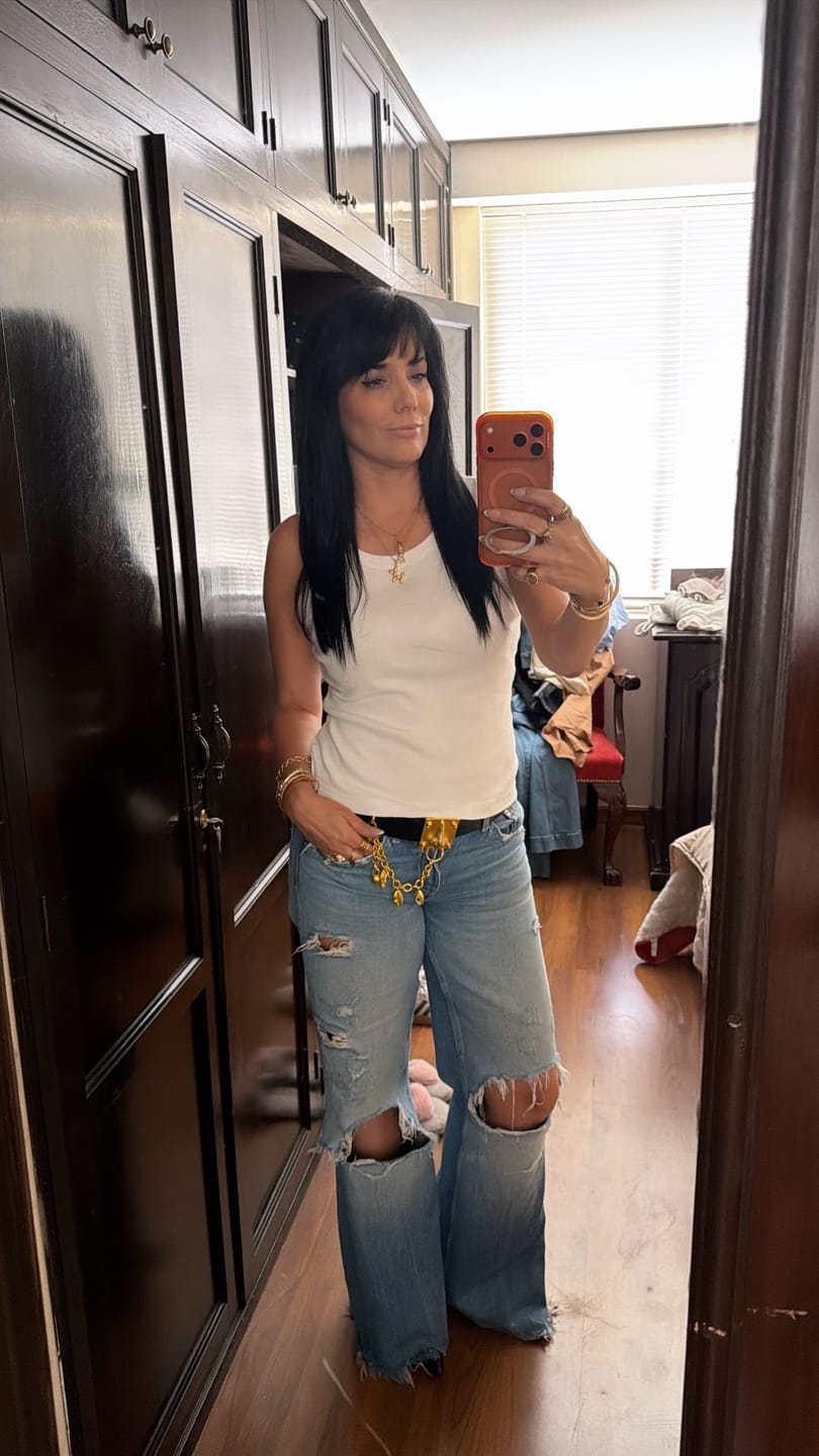 Customer photo review of Belt with Sculptural Gold Hardware – Black