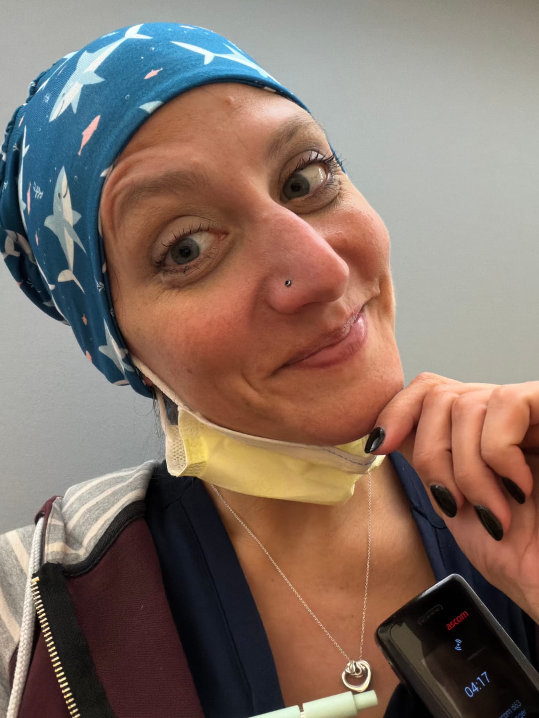 Customer photo review of DuoStyle Scrub Hat - Shark Friends