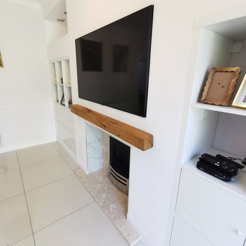 Customer photo review of Rustic Reclaimed Floating Oak Mantel Beam 10cm x 10cm