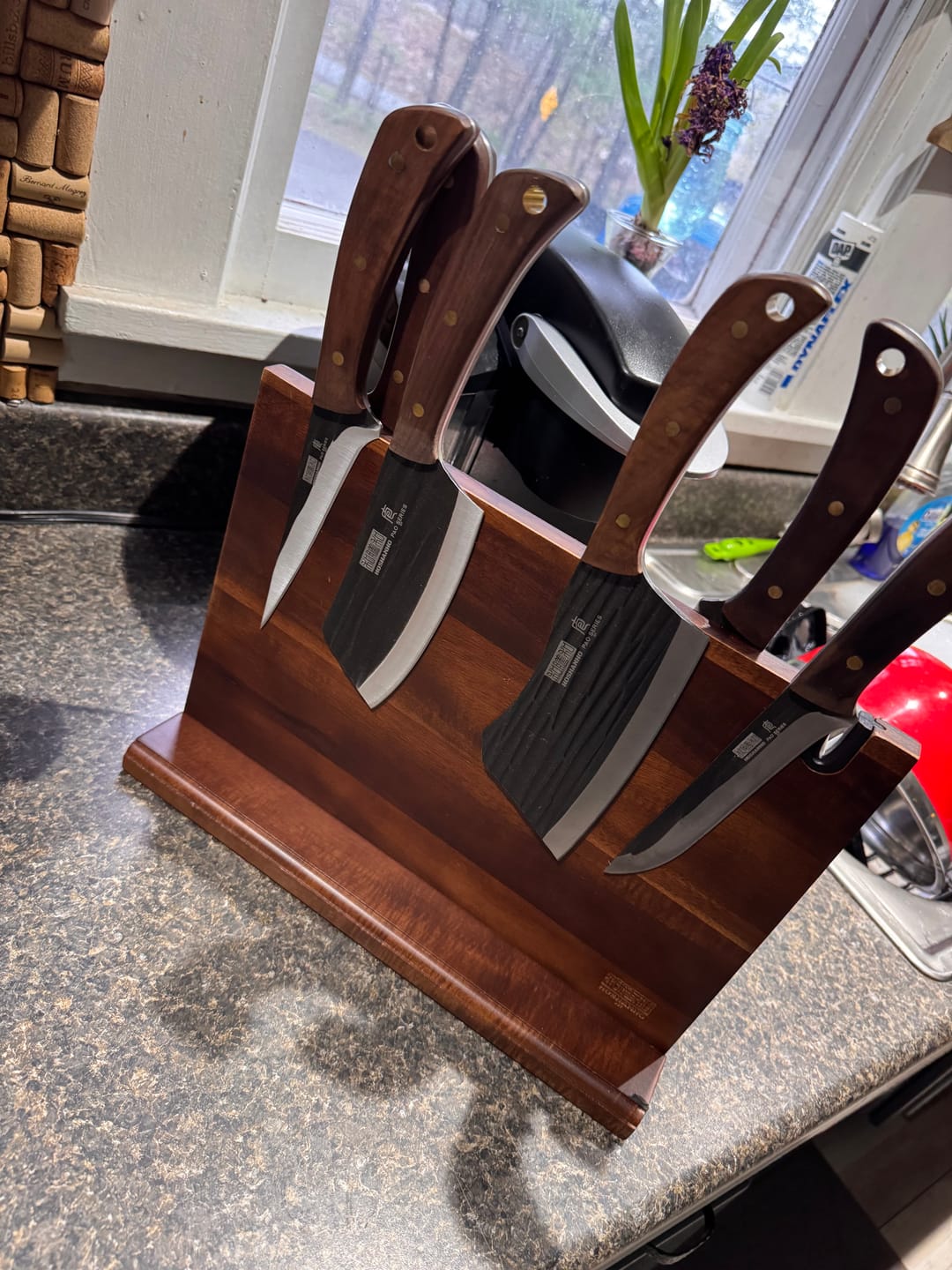 Customer photo review of 9-Piece Hand Forged Butcher Knife Set with Magnetic Block