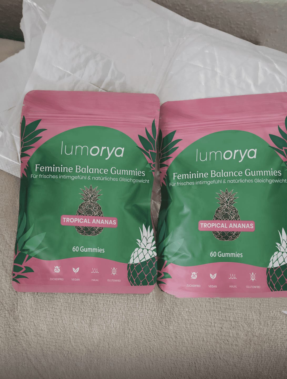 Customer photo review of LUMORYA® - Premium Balance Gummies
