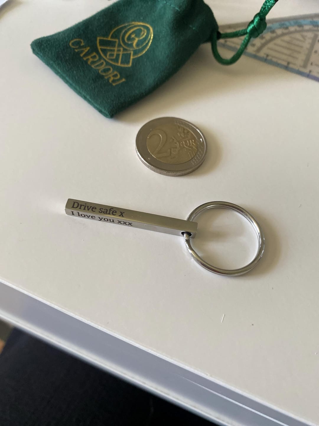 Customer photo review of Säulen Schlüsselanhänger mit Gravur