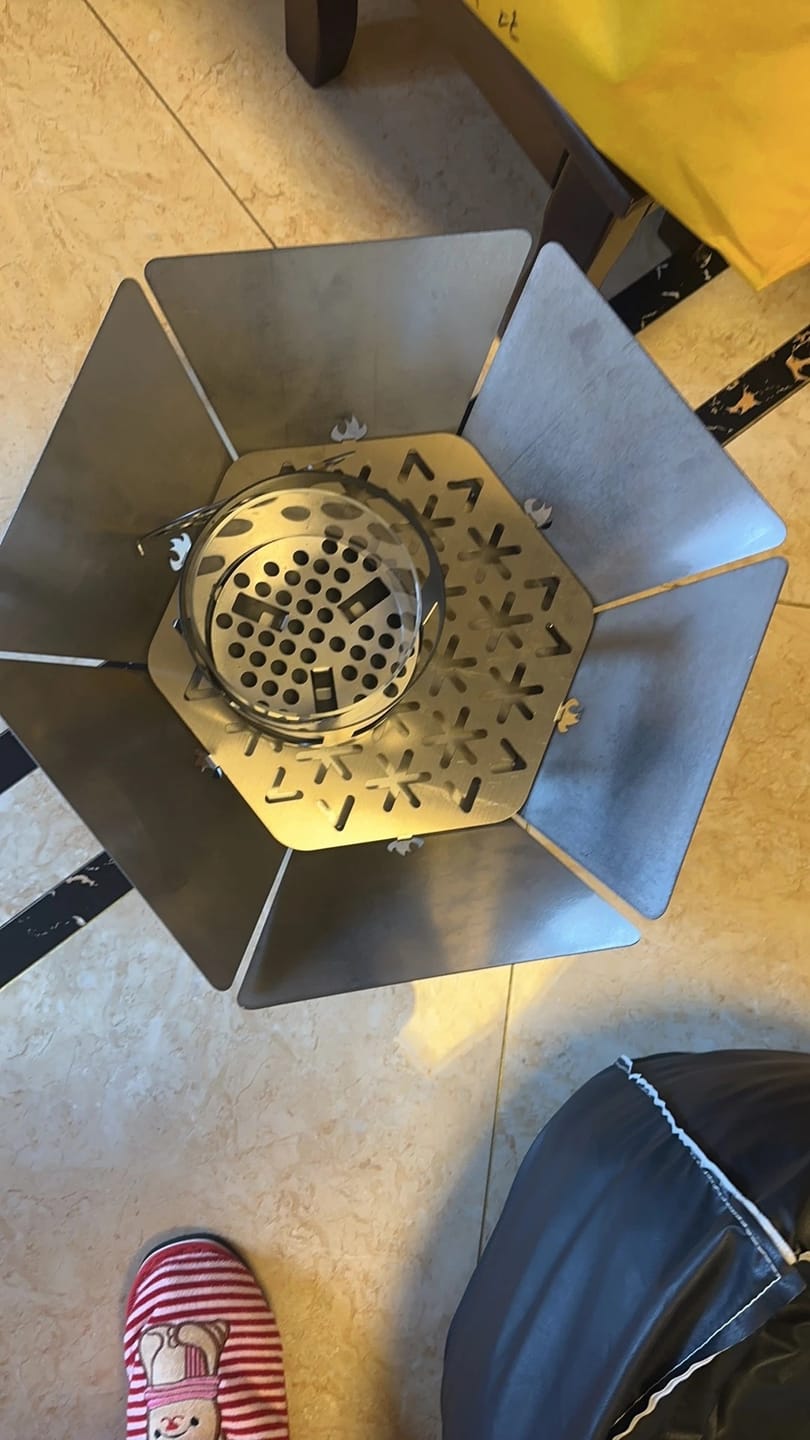 Customer photo review of Portable Hexagonal Charcoal Grill & Outdoor Fire Pit | Camping Wood Stove, Campfire BBQ Grill