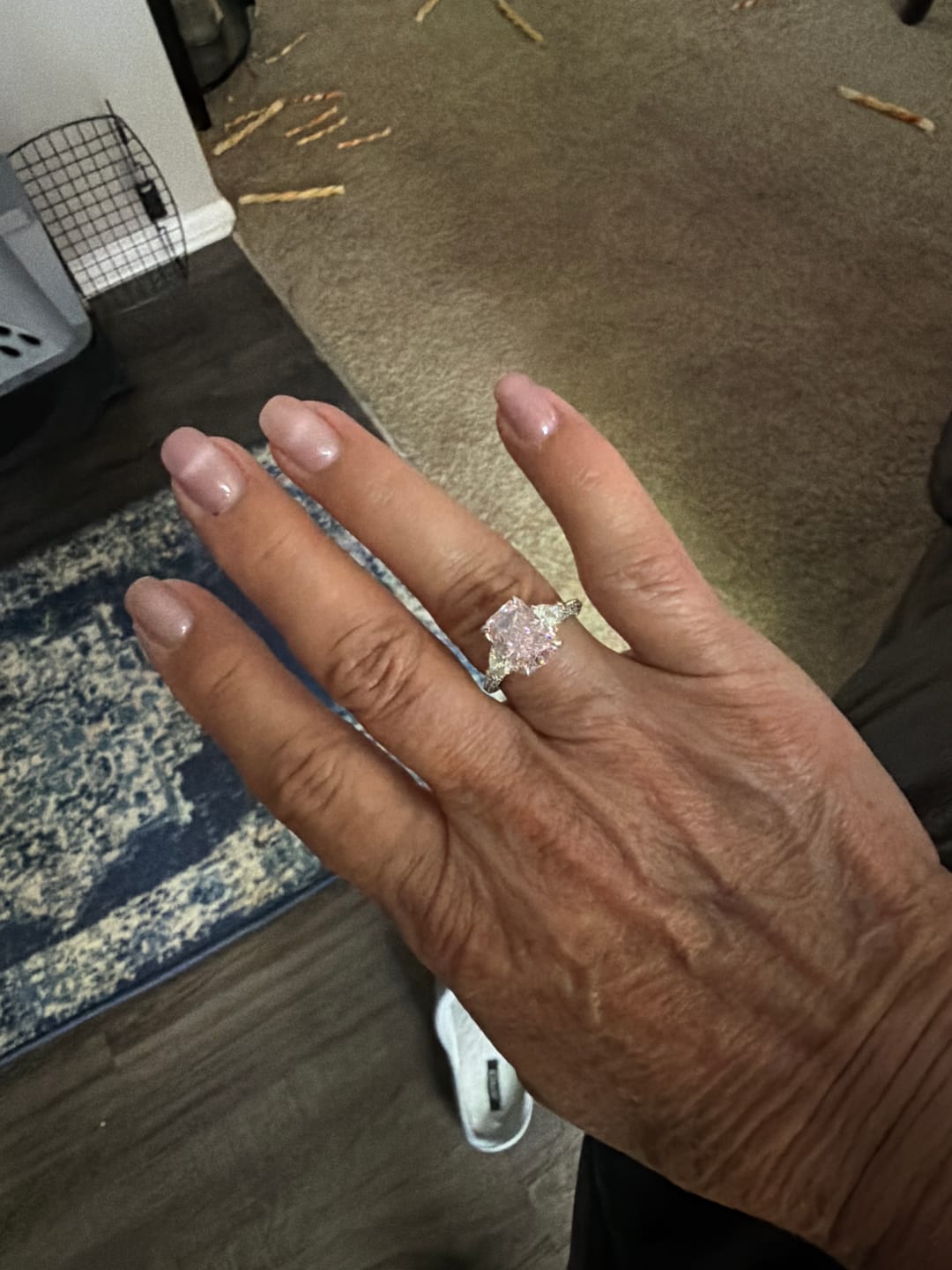 Customer photo review of S925 8 Ct Louily Luxurious Three Stone Radiant Cut Wedding Set In Sterling Silver