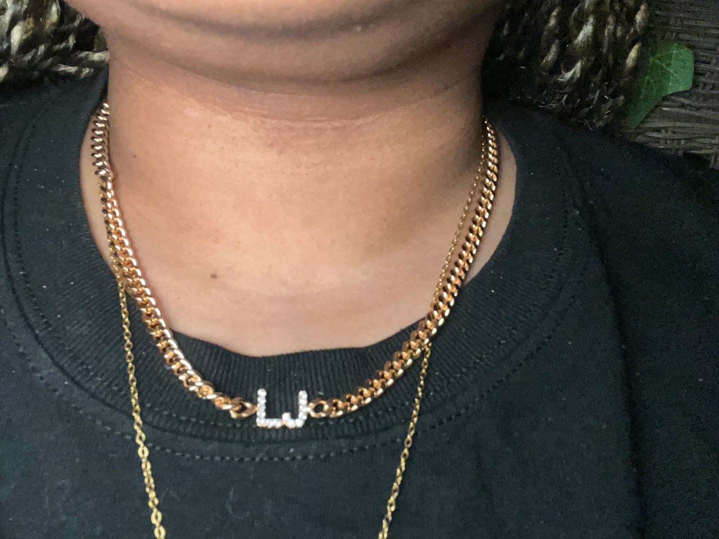 Customer photo review of Iced Initials Necklace w/ Cuban Chain