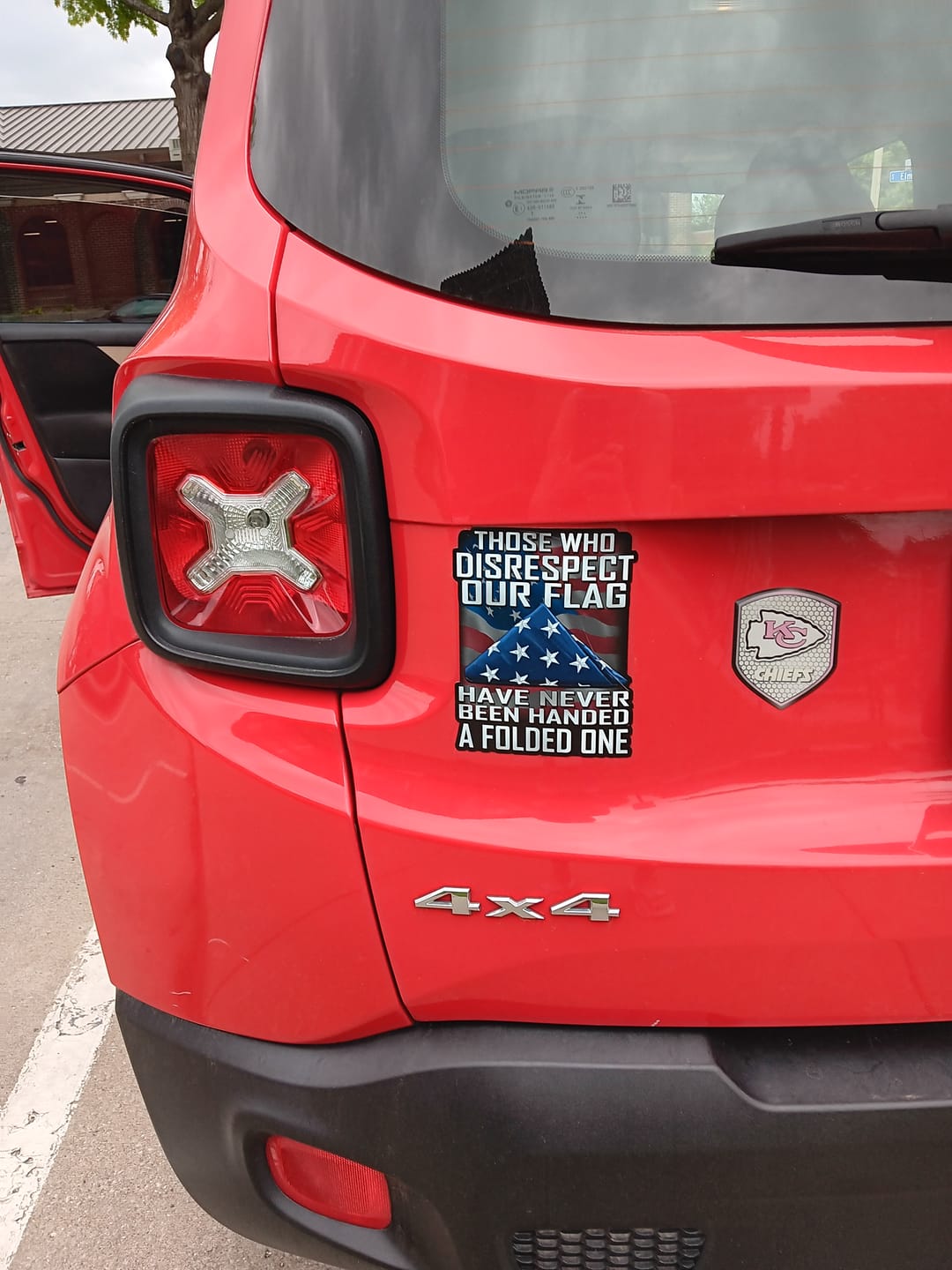 Customer photo review of Those Who Disrespect Our Flag Have Never Been Handed A Folded One Decal