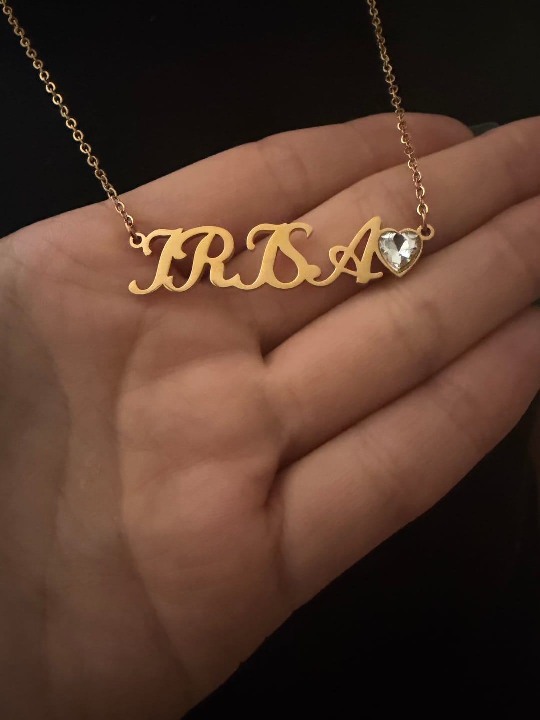 Customer photo review of Birthstone Name Necklace