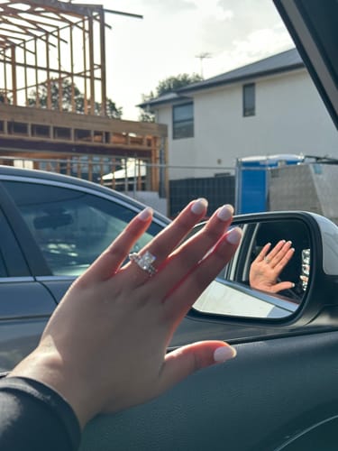Customer photo review of Louily Elegant Crushed Ice Cut Simulated Diamond Engagement Ring
