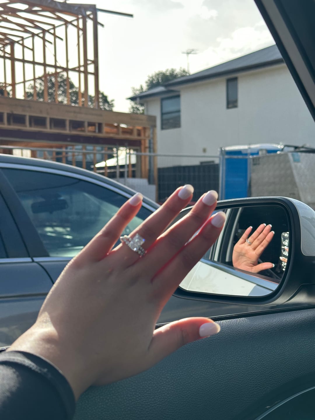 Customer photo review of Louily Elegant Crushed Ice Cut Simulated Diamond Engagement Ring