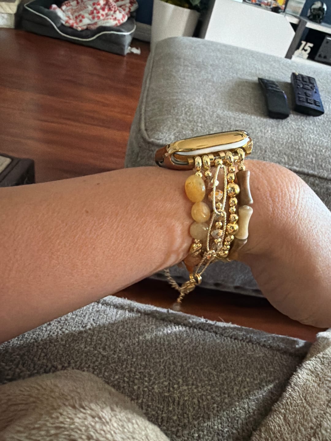 Customer photo review of Sahara Sunset Stretch Apple Watch Strap