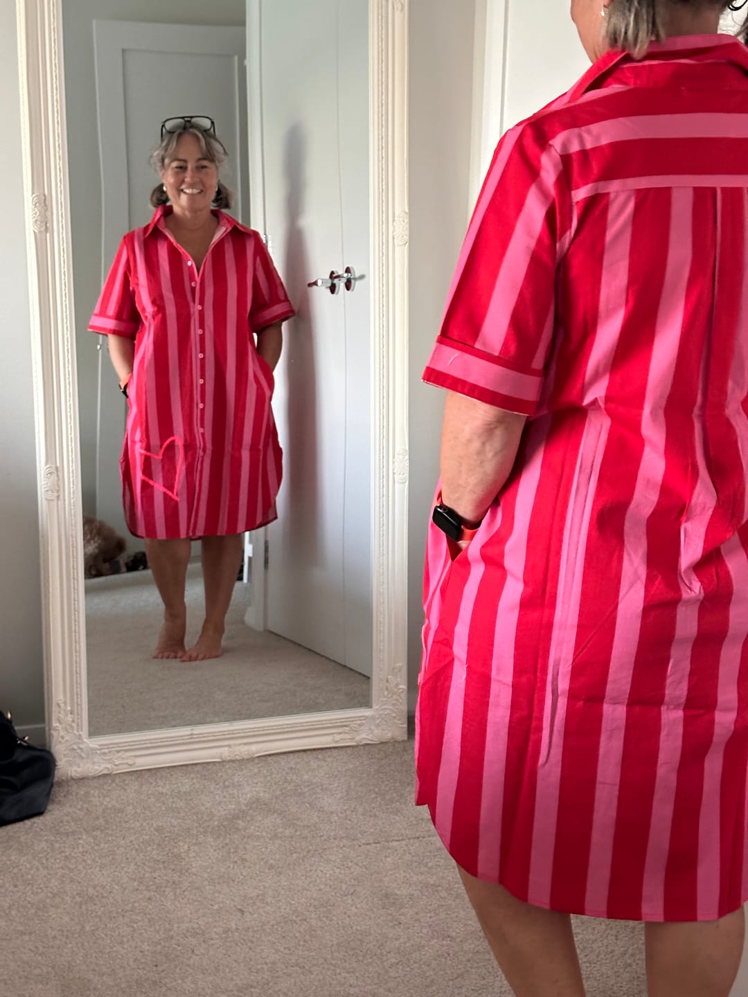 Customer photo review of Maddie - Red & Pink Stripe