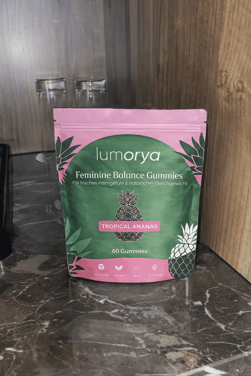 Customer photo review of LUMORYA® - Premium Balance Gummies