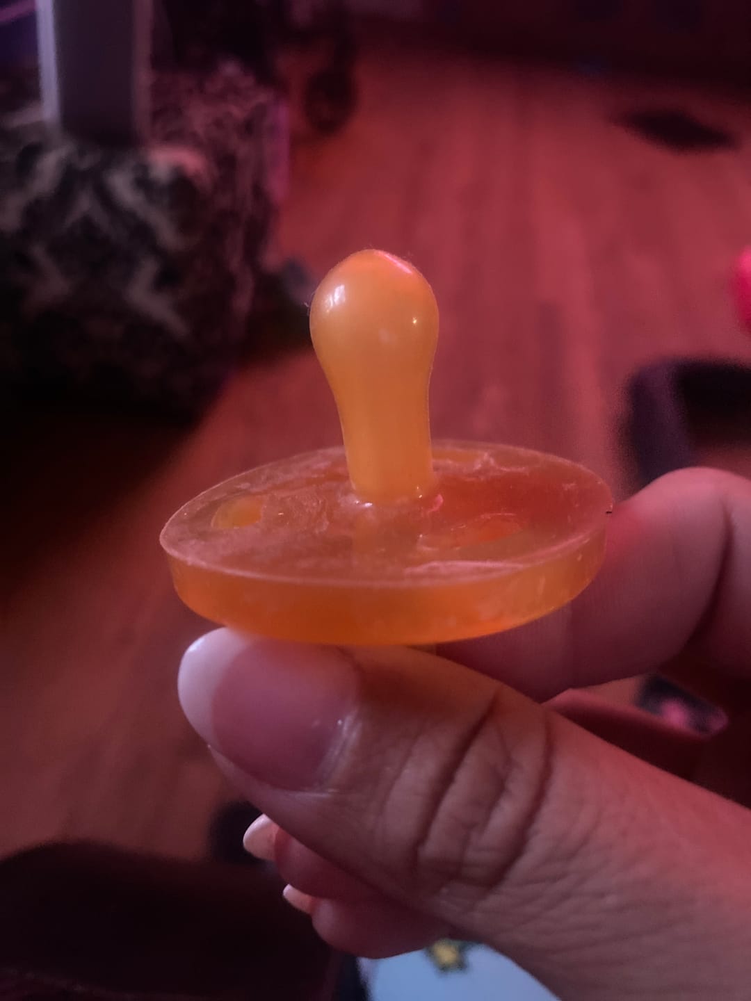 Customer photo review of Pacibamber - a Pacifier made from Natural Rubber Infused with Baltic Amber