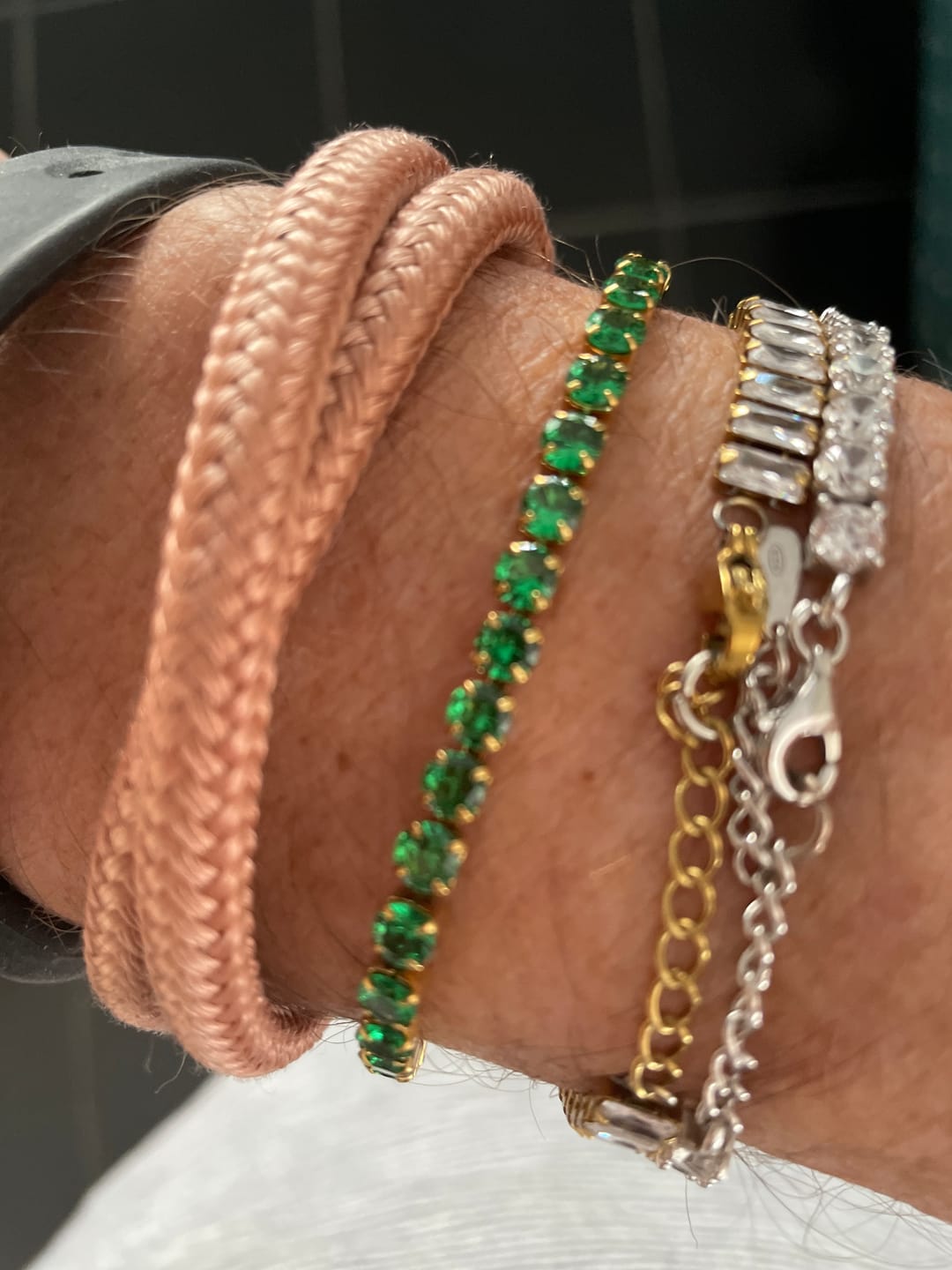 Customer photo review of Tennis Green Bracelet (Gold)