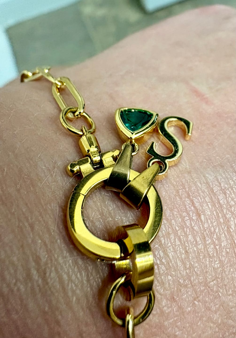 Customer photo review of Initial Birthstone w/ Paper Clip Bracelet