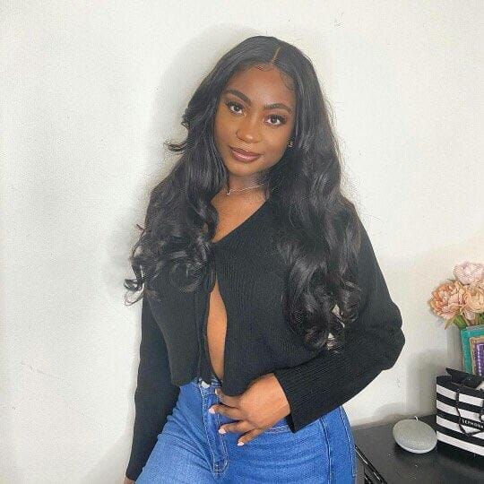Customer photo review of Wavymy Wear Go Glueless Lace Wigs Pre-cut HD Lace Wigs Human Hair Pre-plucked Natural Hairline 180% Density