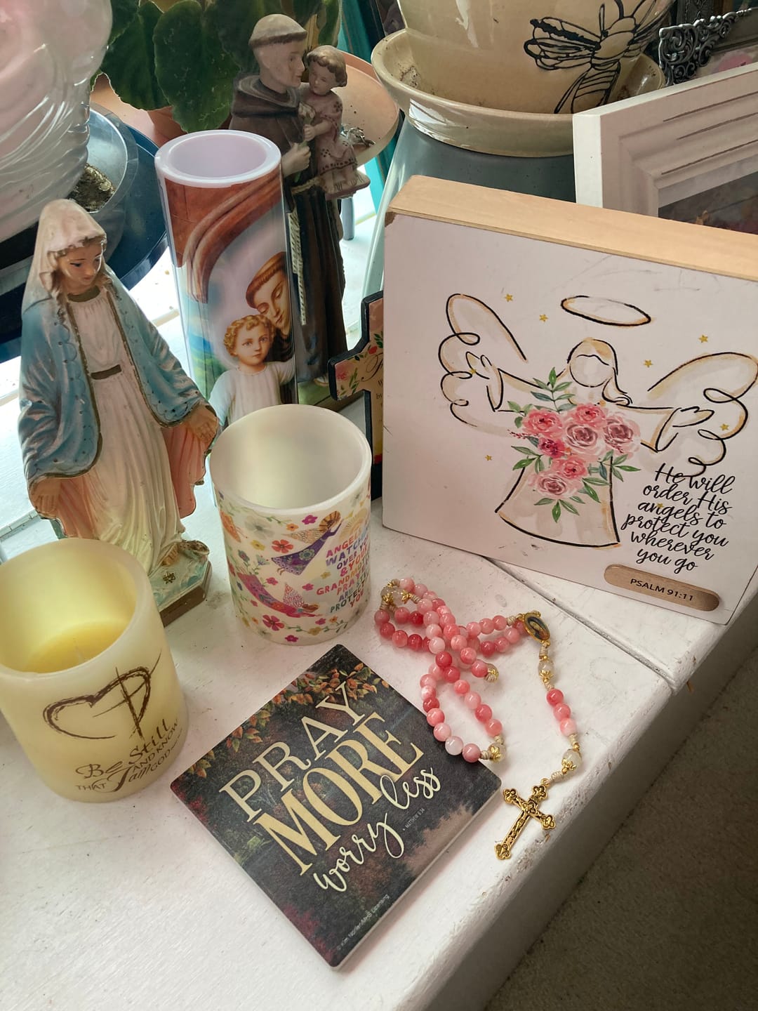 Customer photo review of FREE Today: Handmade Pink Persian Jade Rosary with Brass Crucifix and Our Lady Charm