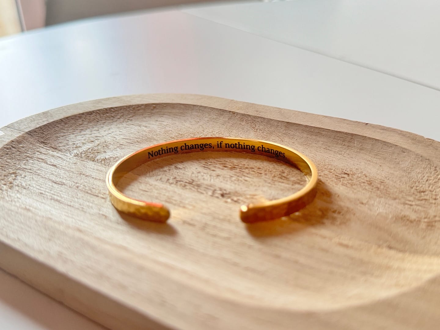 Customer photo review of Personalisierter Armreif gehämmert mit Innengravur