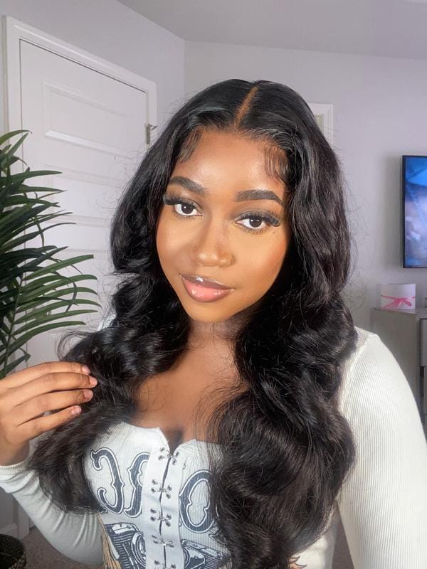 Customer photo review of Wavymy Wear Go Glueless Lace Wigs Pre-cut HD Lace Wigs Human Hair Pre-plucked Natural Hairline 180% Density