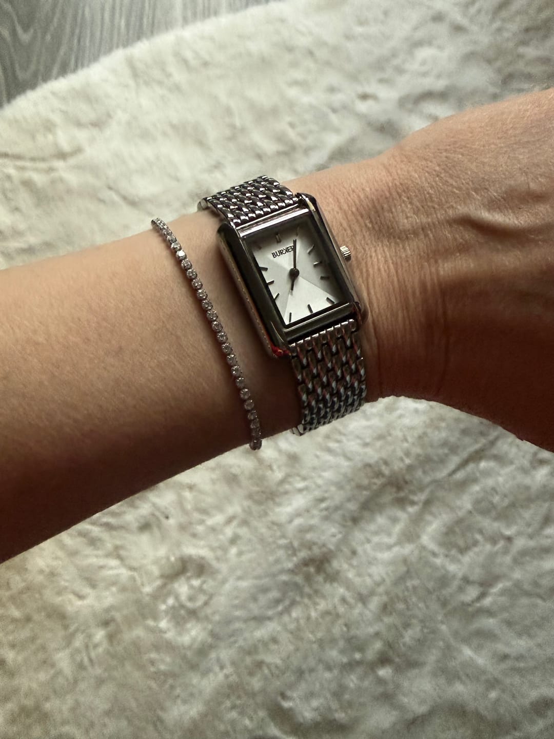 Customer photo review of Ava Petite Silver White Bracelet