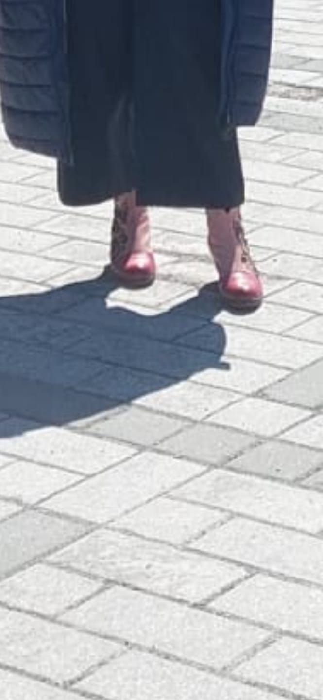 Customer photo review of Grace Blossom Pink Ankle Boots