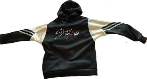 Customer photo review of Stylish Kpop Letter Color Block Striped Hoodie