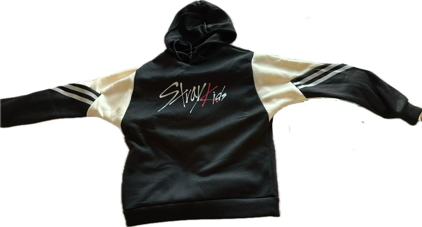 Customer photo review of Stylish Kpop Letter Color Block Striped Hoodie