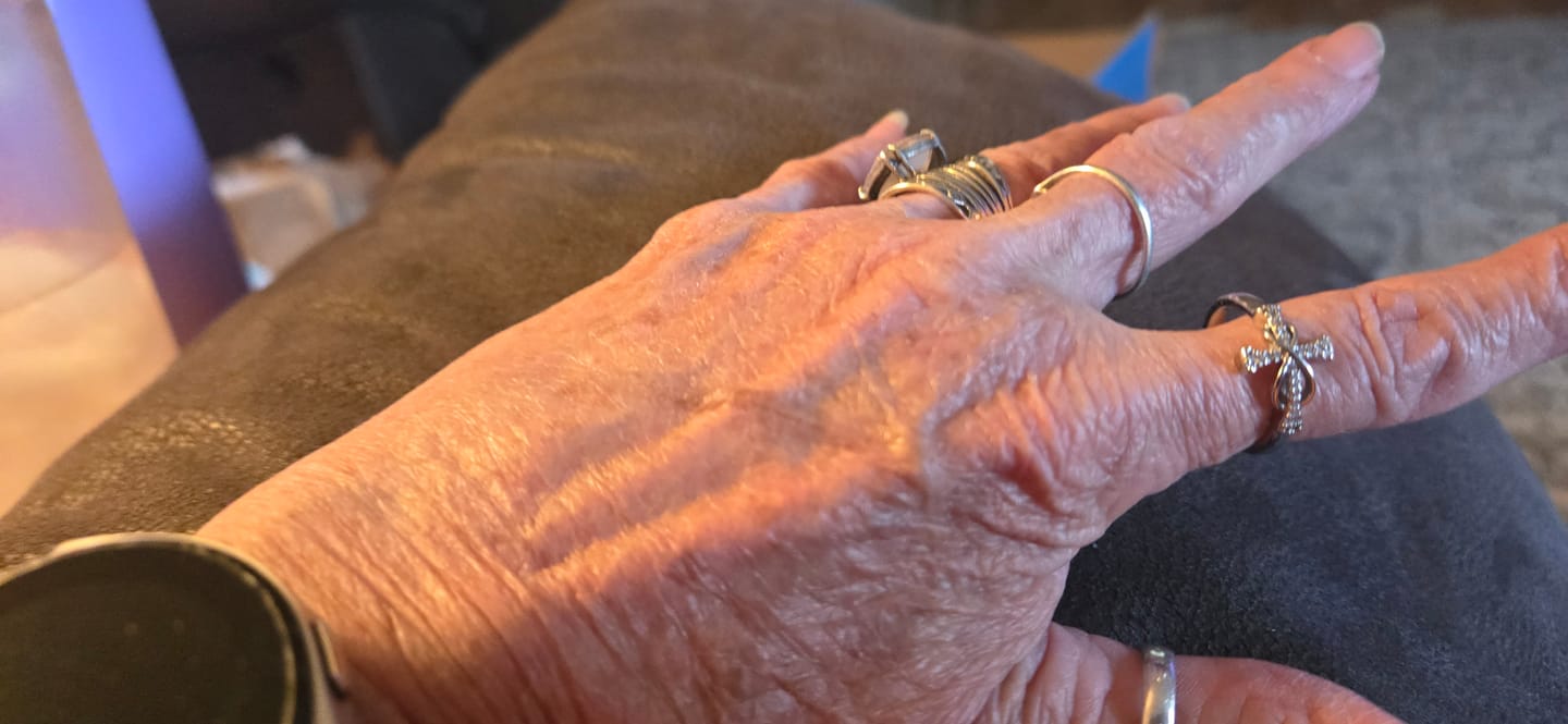 Customer photo review of Christianartworkshop Golden/Silver Mobius Cross Ring: Carry His Grace in Daily Wear