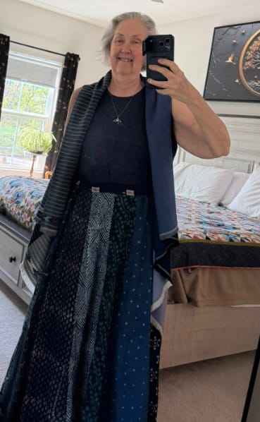 Customer photo review of NEW! Light Wool Cape Fusion Blue