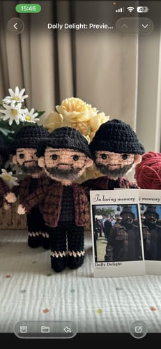 Customer photo review of Dolly® Personalized Crochet Doll with Photo Card