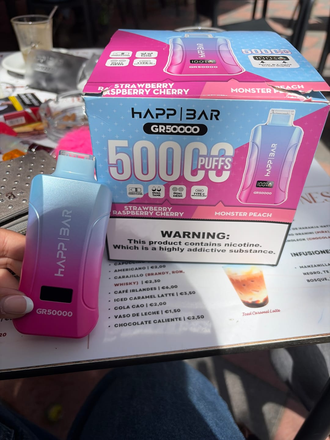 Customer photo review of HAPP BAR GR50000 | 50k puffs Doble sabor