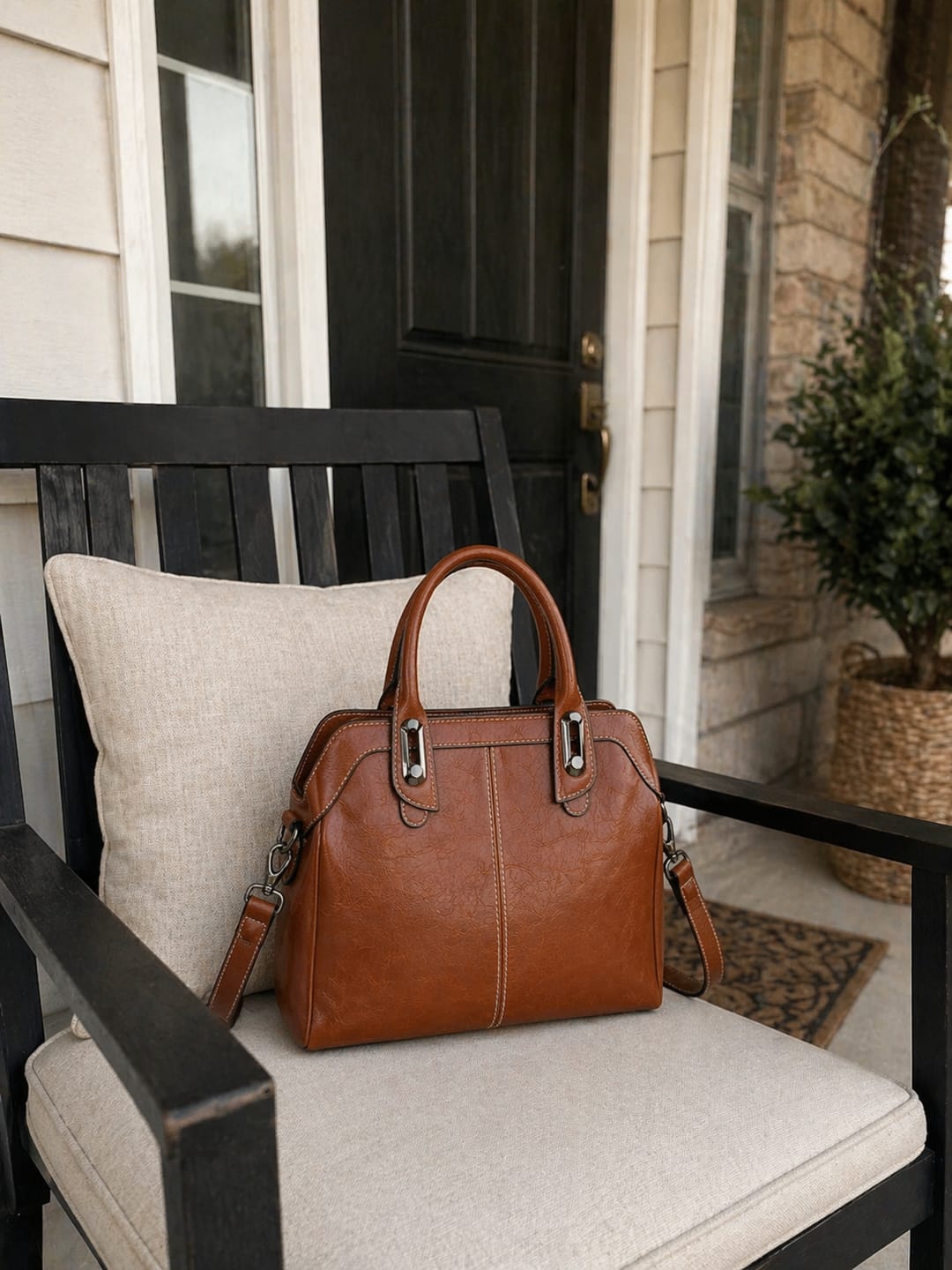 Customer photo review of The Jasmin | Cowhide Leather Handbag