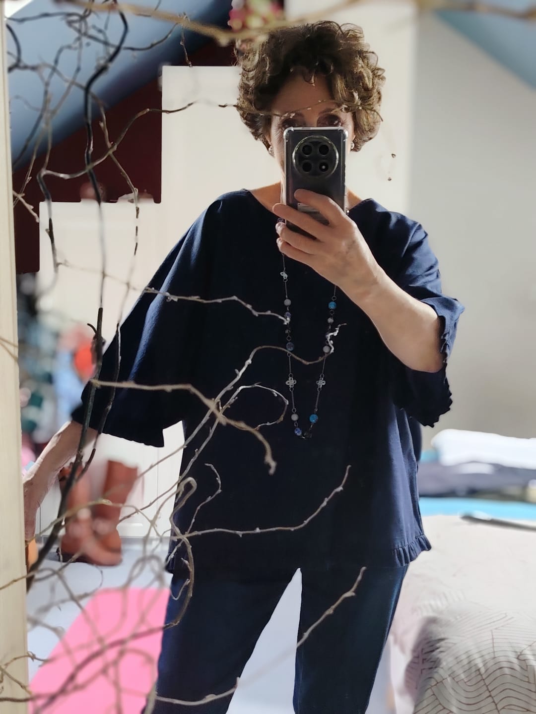 Customer photo review of Blouse Annette – Lin bleu indigo