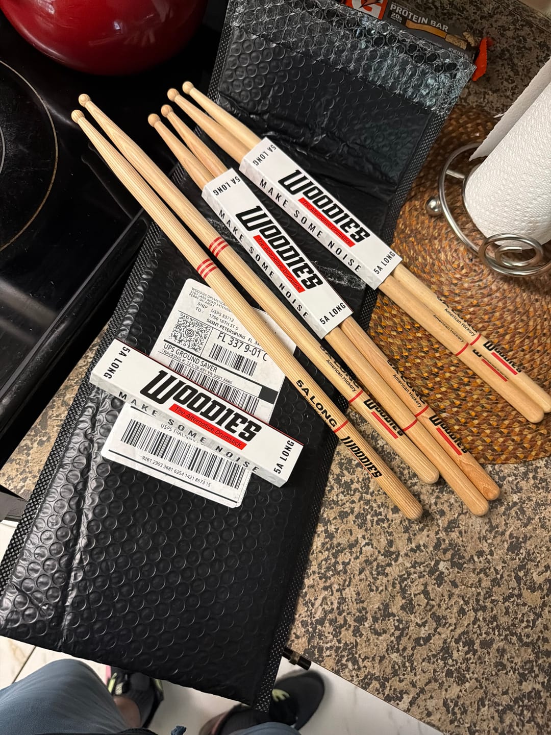 Customer photo review of American Hickory 5A Long Drumsticks