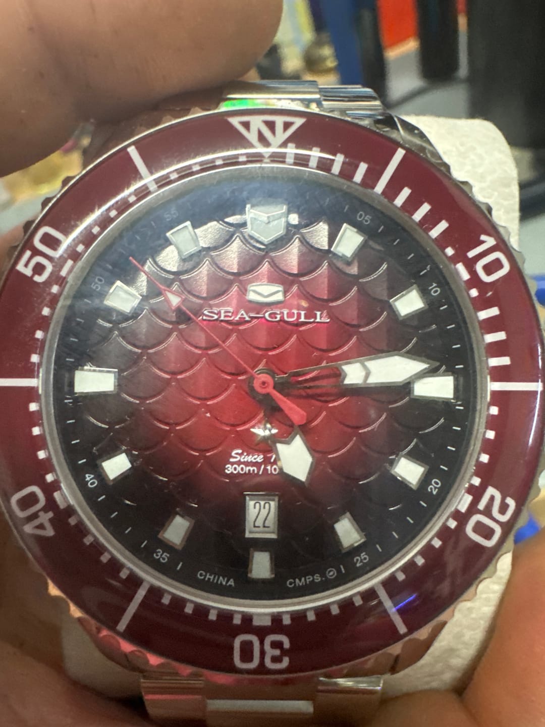 Customer photo review of Ocean Series Pro "Dragon Kings of the Four Seas" Dragon-scale Dial 300m Waterproof Diving Watch 44mm