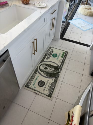 Customer photo review of 100 DOLLAR BILL RUG
