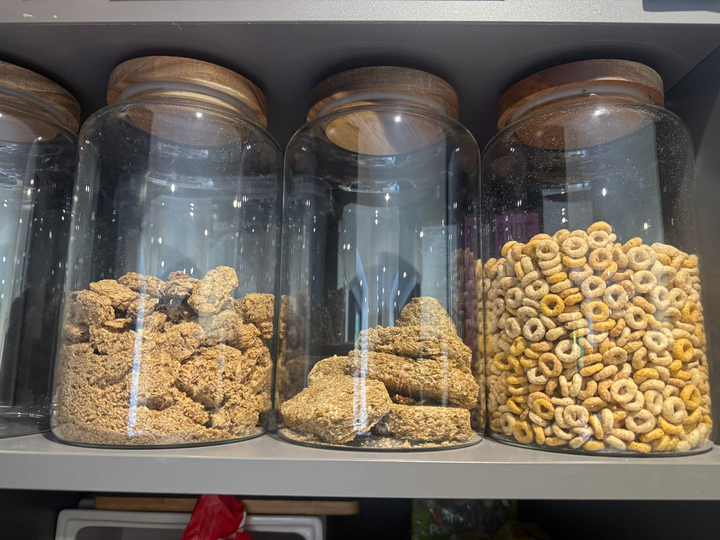 Customer photo review of Large Glass Acacia Pantry Jars