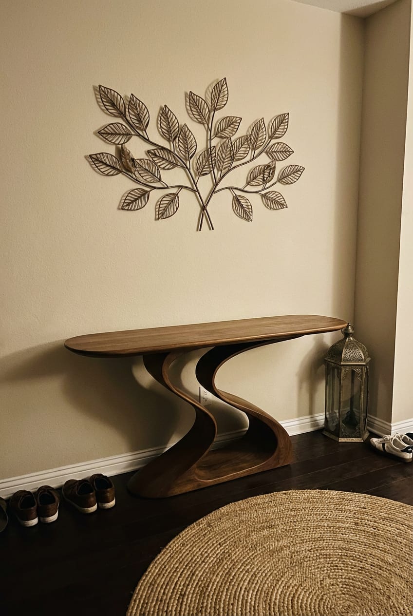 Customer photo review of Sculptural Wave Console Table with Dual Flow Curved Base