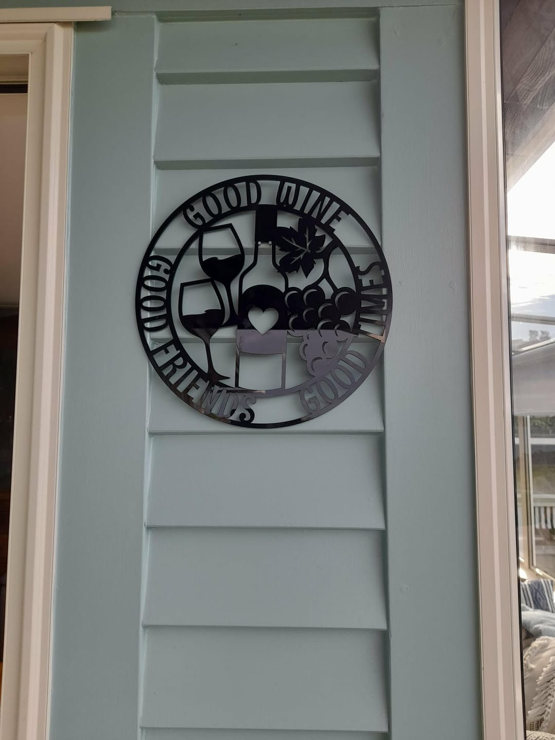 Customer photo review of Good Wine Good Friends Wall Art