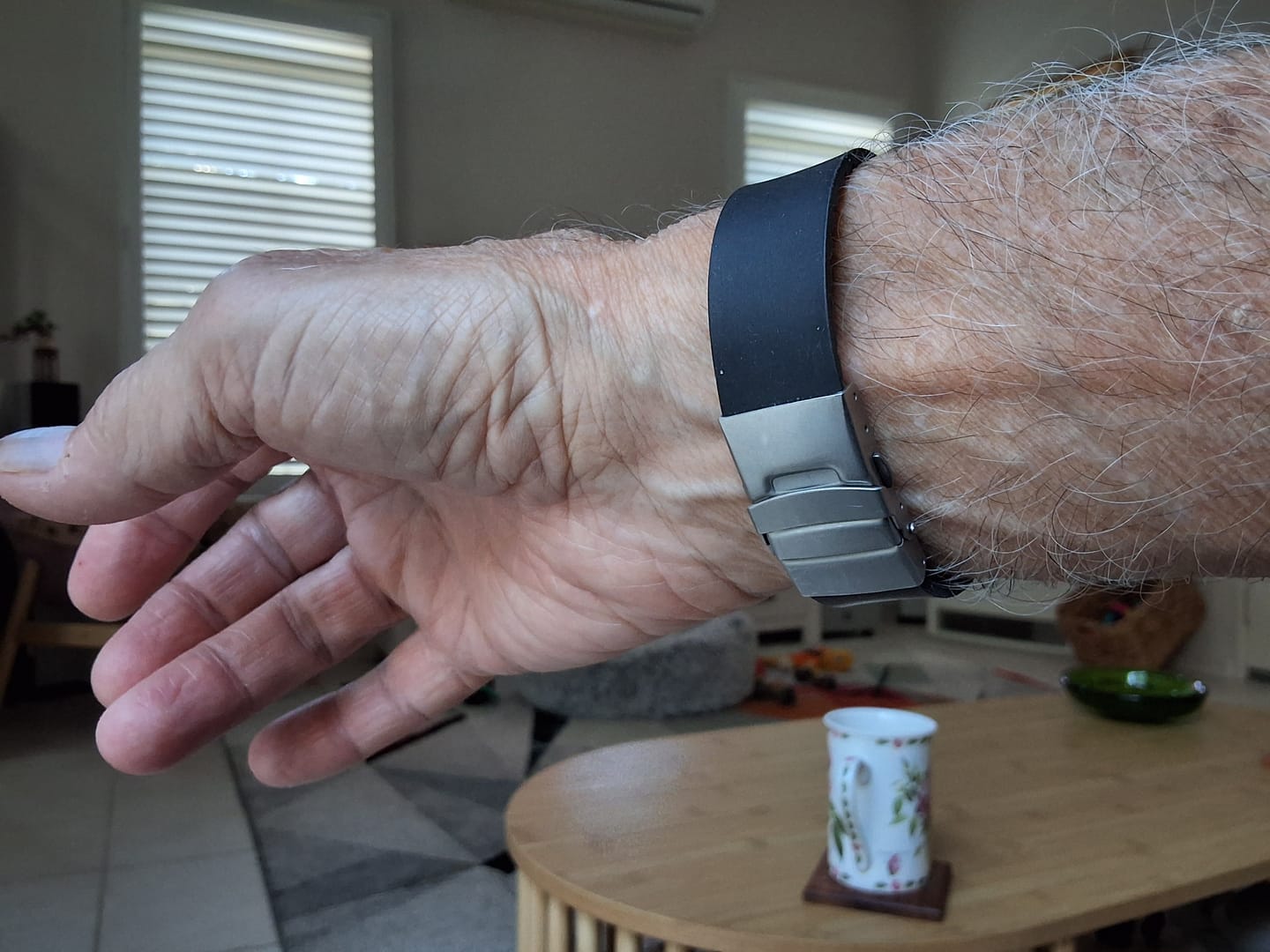 Customer photo review of Unisex Silicone Sport Medical ID Bracelet - Wide Plate