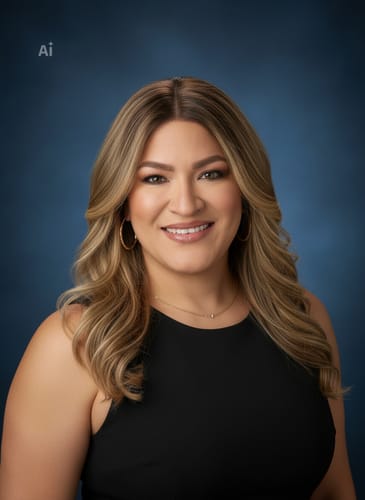 Reviewer's headshot showing the natural look of her Neala Brown Prescription Colored Contact Lenses.