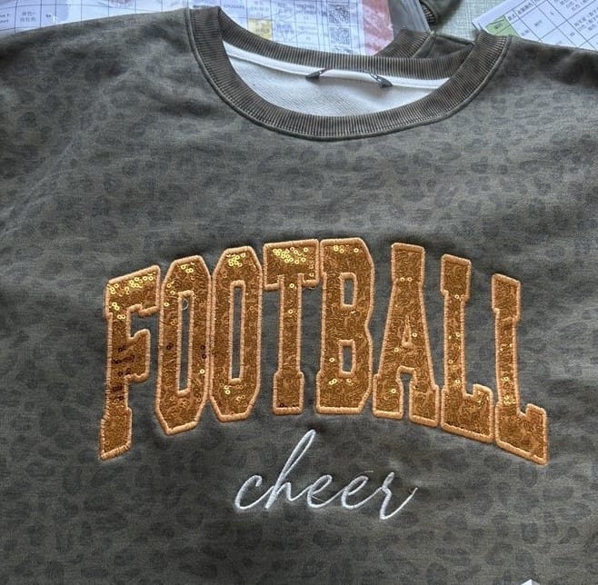 Customer photo review of Custom Sequin Baseball MAMA Sweatshirt Sports MAMA Sweatshirt – Personalized Glitter Letters Sweatshirt Vintage Style | Gifts for Sports Mom