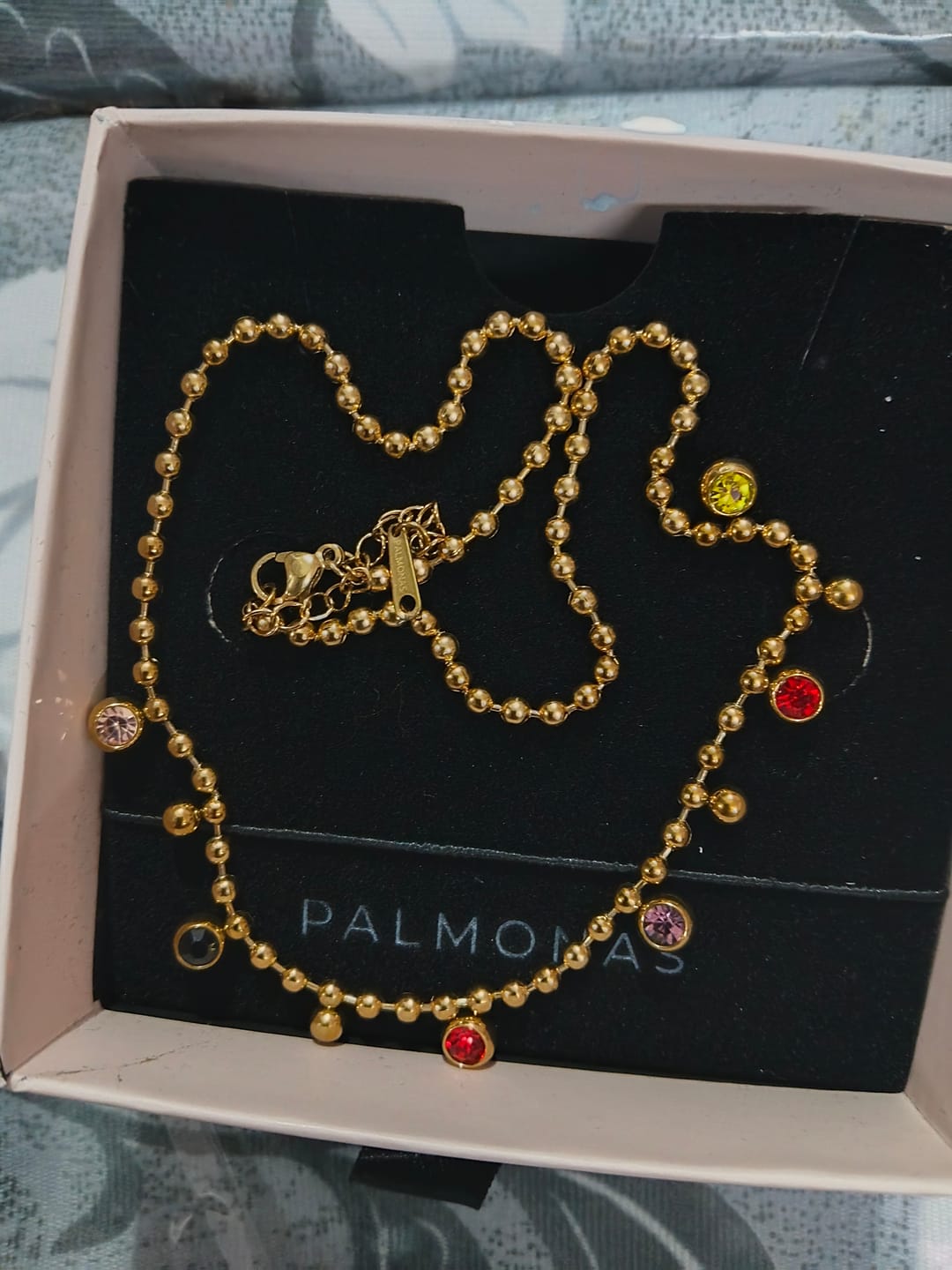 Customer photo review of Jewel Cascade Beaded Necklace