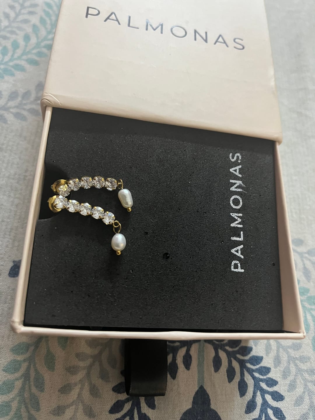 Customer photo review of Pearl Drop Diamond Earrings