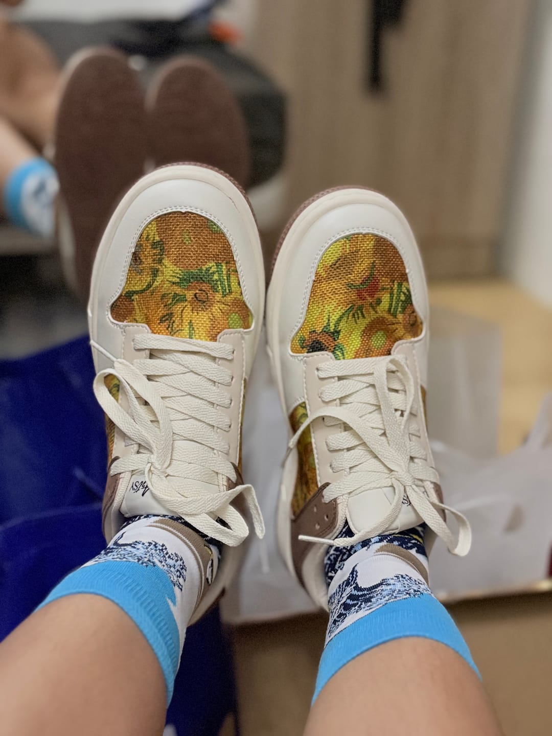 Customer photo review of Van Gogh Sunflowers inspired sneakers
