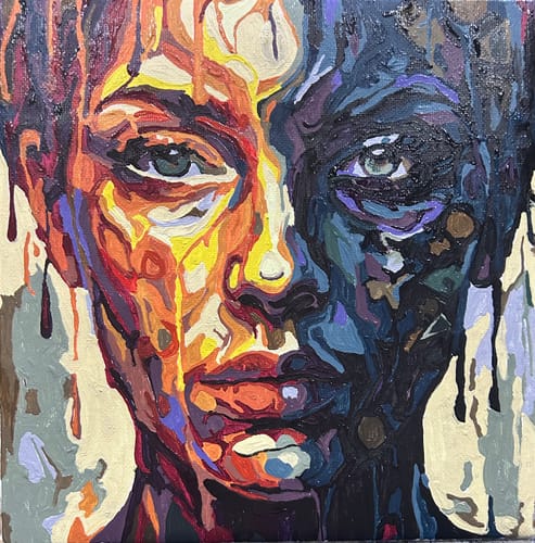 Customer photo review of Steampunk Melting Face Portrait