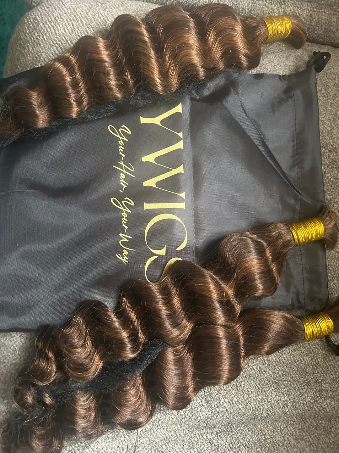 Customer photo review of #4/#30 Mix Color Blend Loose Deep Wave Bulk Human Braiding Hair